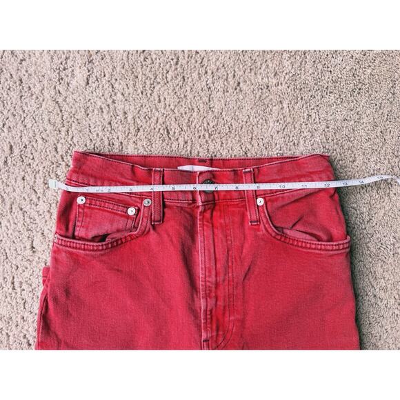 Helmut Lang Red Denim Oxi Zip Stonewash Archive Hi Straight Jeans 26 Edgy Fall - Picture 8 of 8